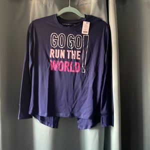 Rockets of Awesome girls shirt. Size 14 with long sleeves and split back.